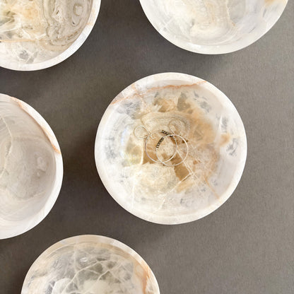 Minimalist white onyx bowl for jewelry, keys, and keepsakes