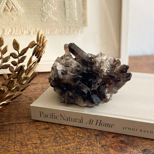 black quartz crystal cluster, neutral home accents