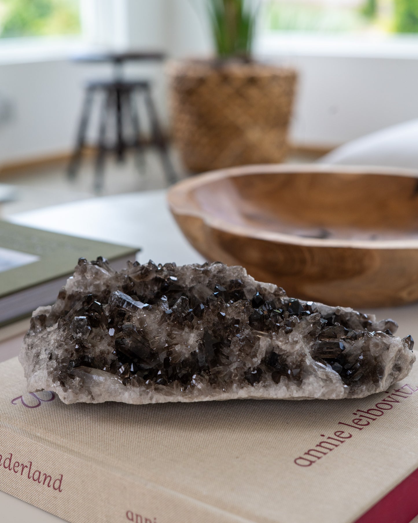 Natural smoky quartz crystal cluster mineral specimen for luxury home décor