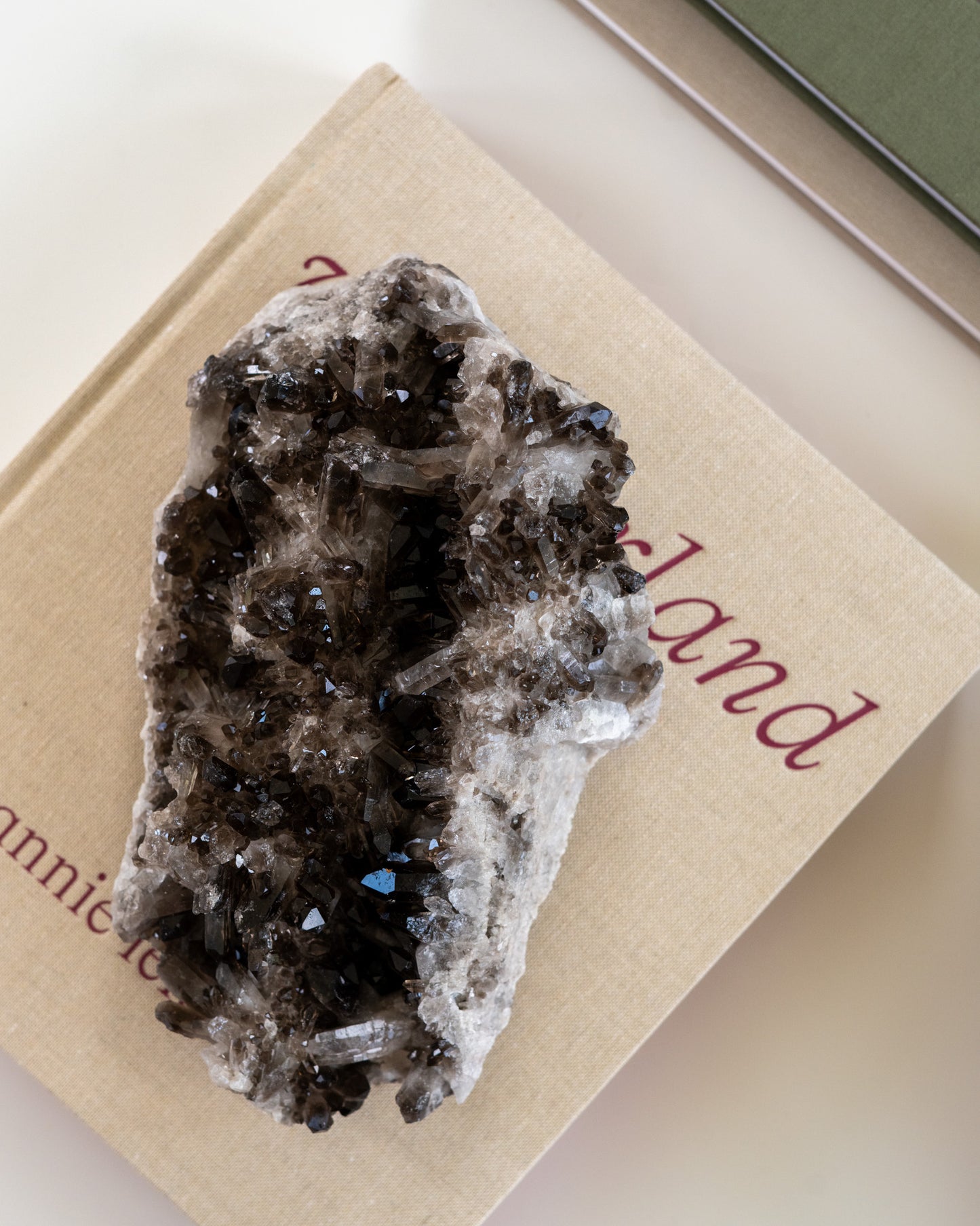 Decorative smoky quartz crystal specimen from Brazil with natural mineral texture