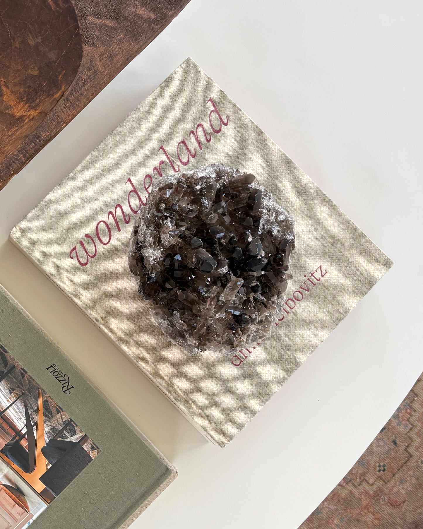 One-of-a-kind smoky quartz crystal cluster featuring sparkling natural quartz formations