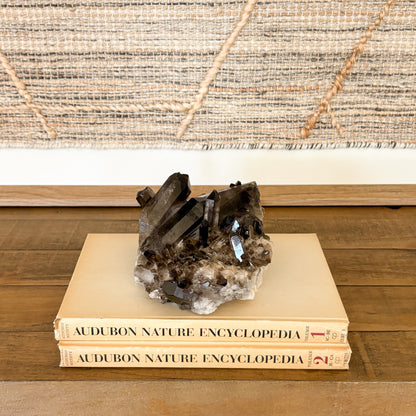 Natural smoky quartz crystal cluster decorative stone for elegant home decor