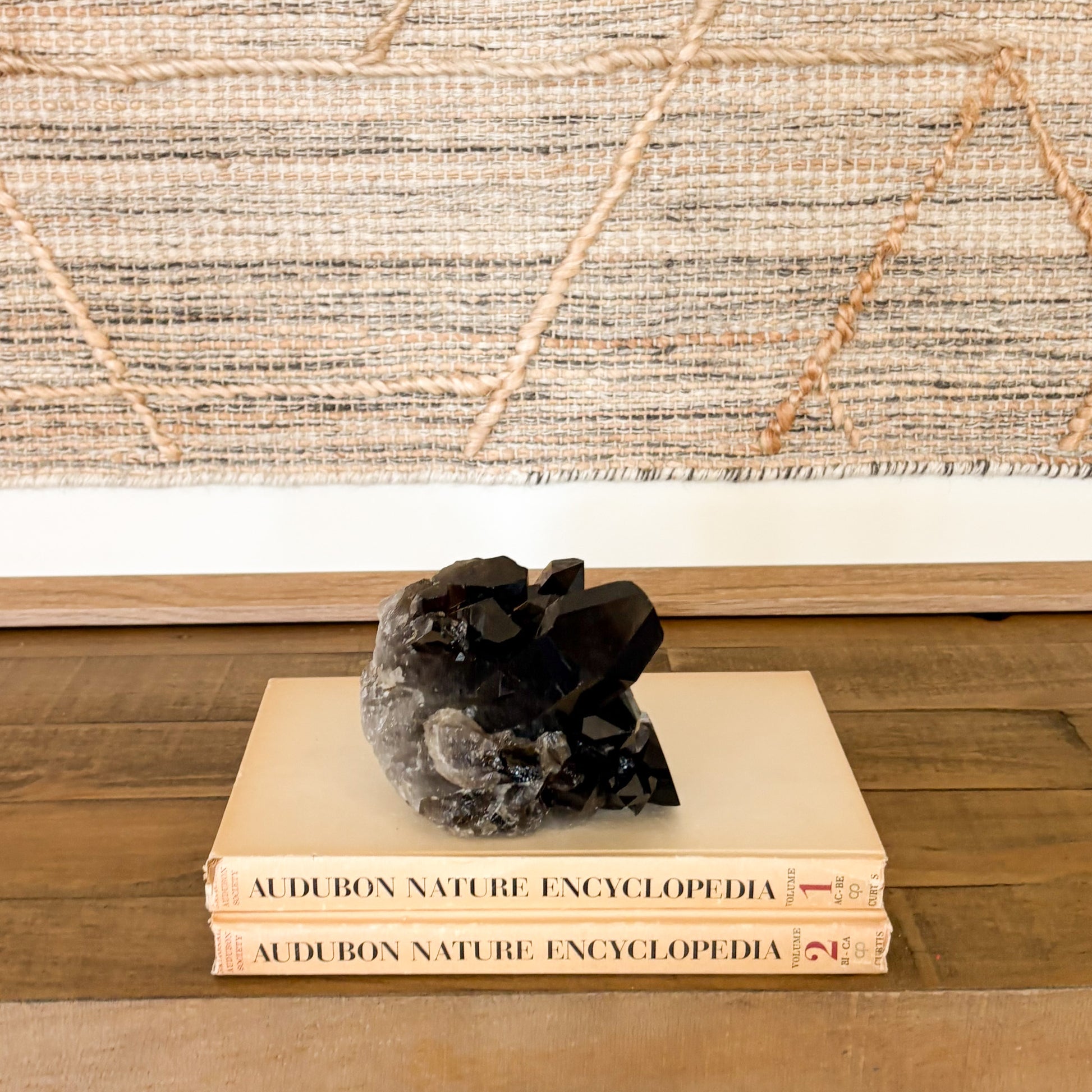 Smoky quartz crystal cluster accent piece for modern boho home decor.