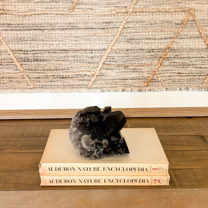 Smoky quartz crystal cluster accent piece for modern boho home decor.