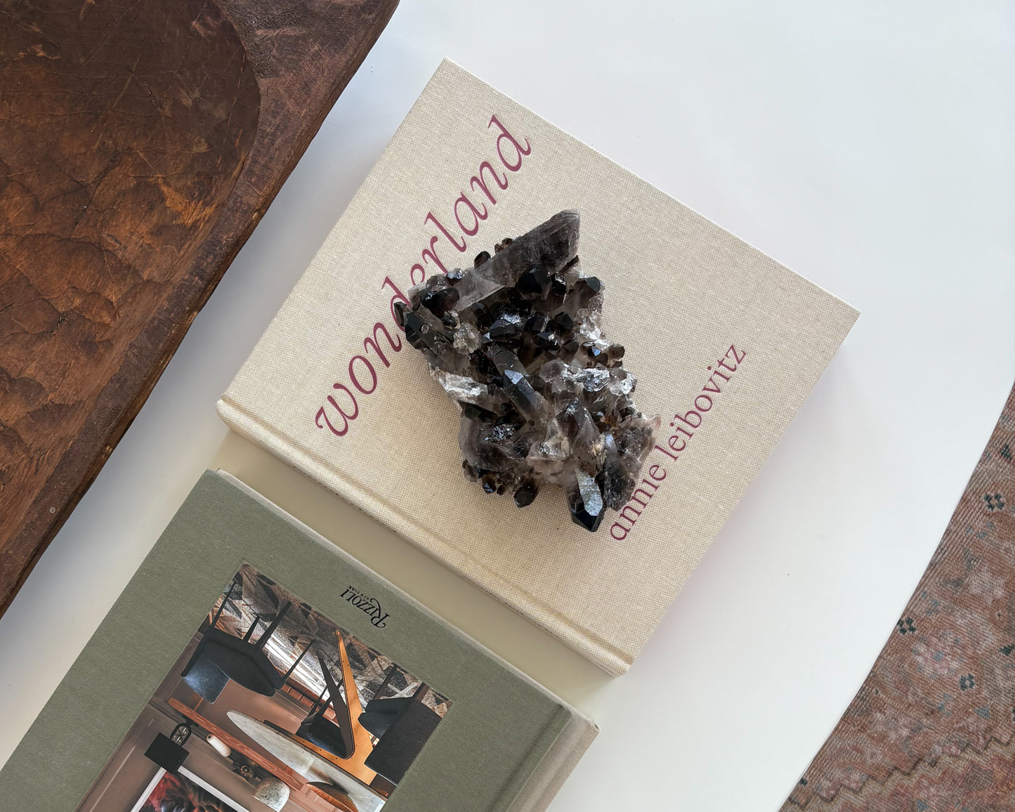 Decorative Brazilian smoky quartz crystal cluster for modern organic interiors