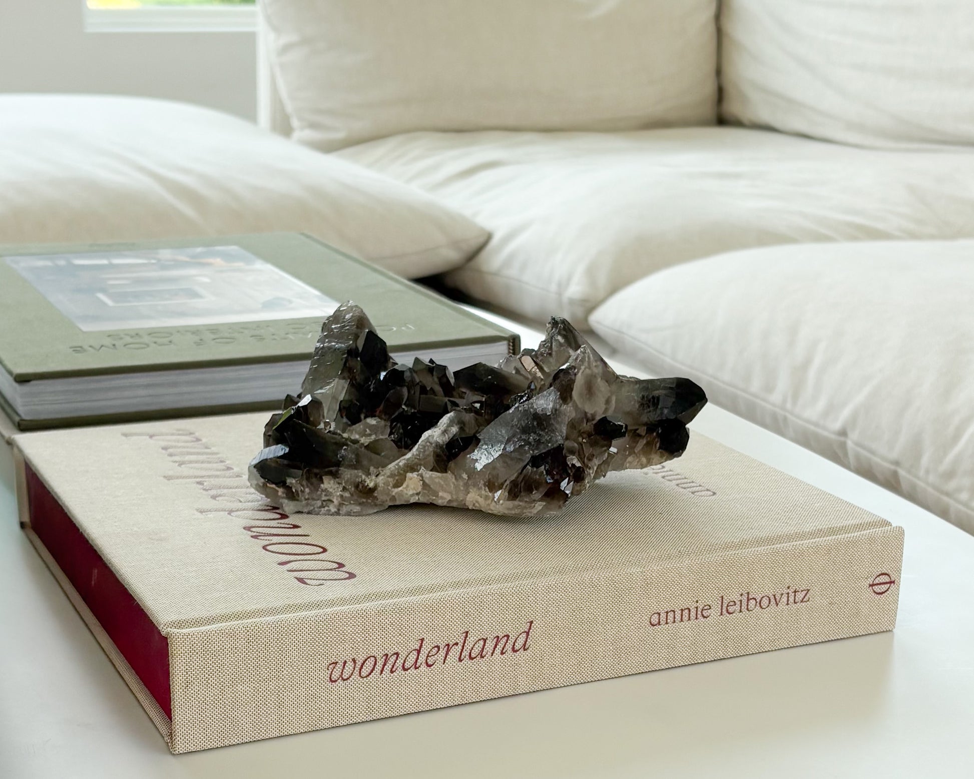 One-of-a-kind smoky quartz crystal cluster featuring natural mineral formations