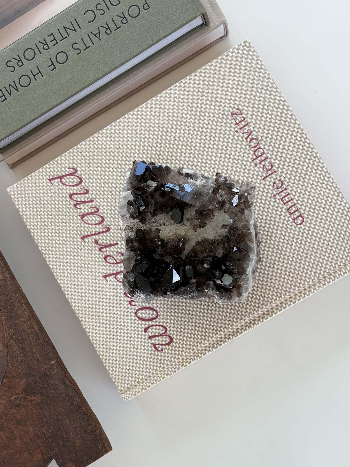 Statement smoky quartz crystal cluster for shelf, console, or coffee table styling
