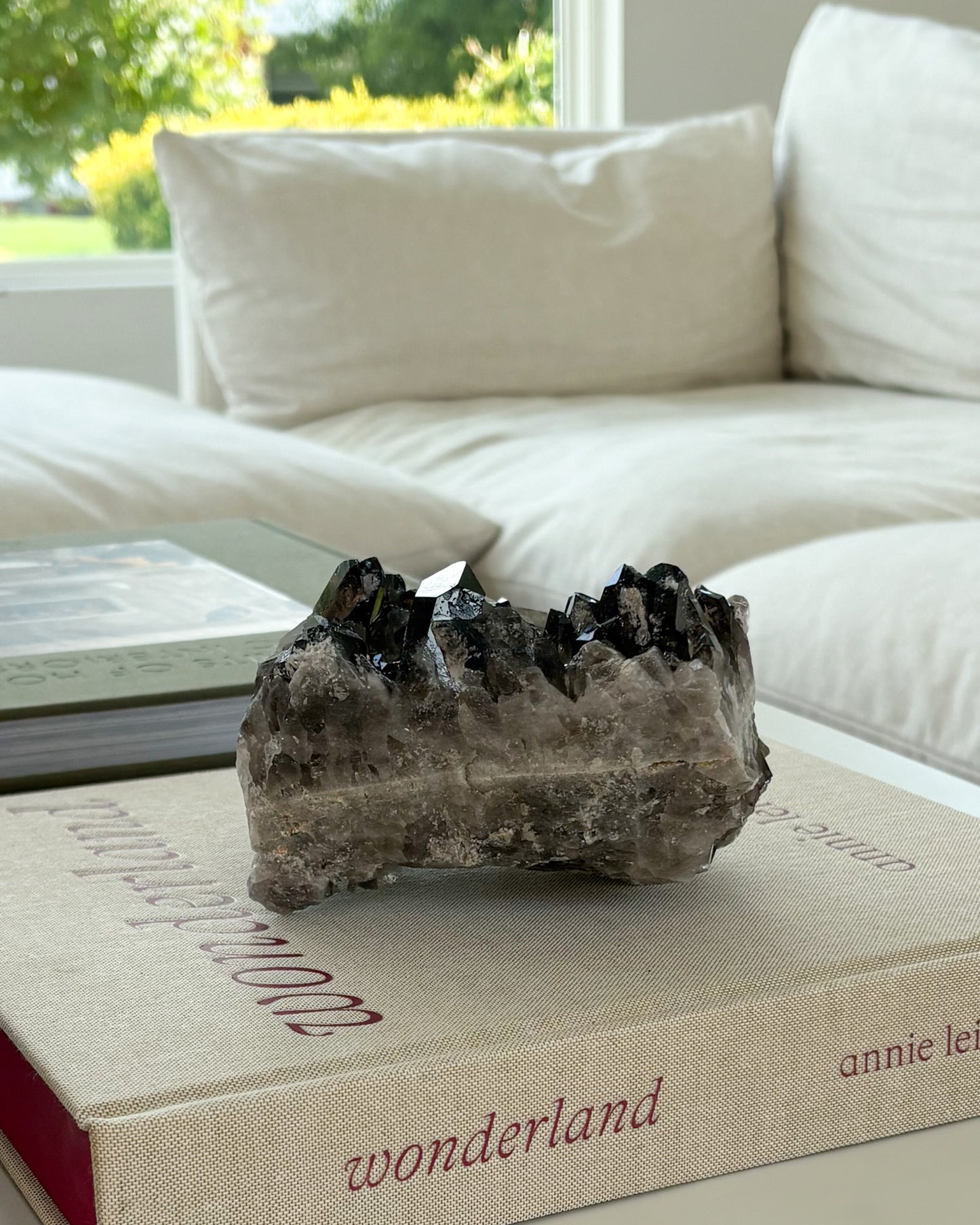 Authentic Brazilian smoky quartz crystal cluster with sparkling natural crystals