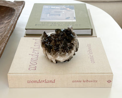 Decorative Brazilian smoky quartz crystal cluster for modern organic interiors