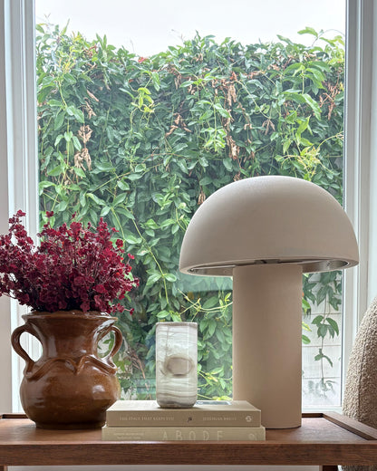Handcrafted white onyx home décor accent with unique veining