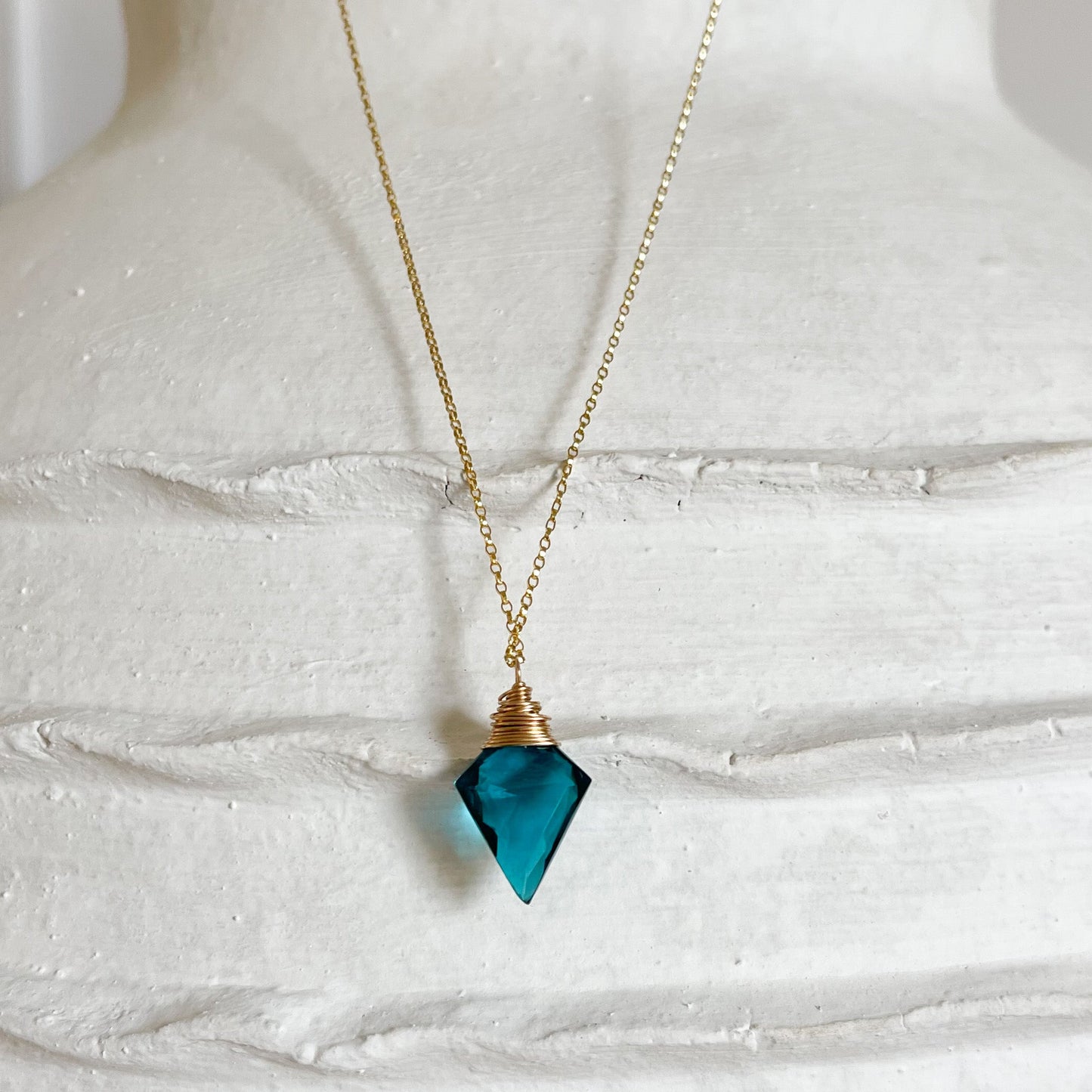 Teal Quartz Gold Arrow Necklace