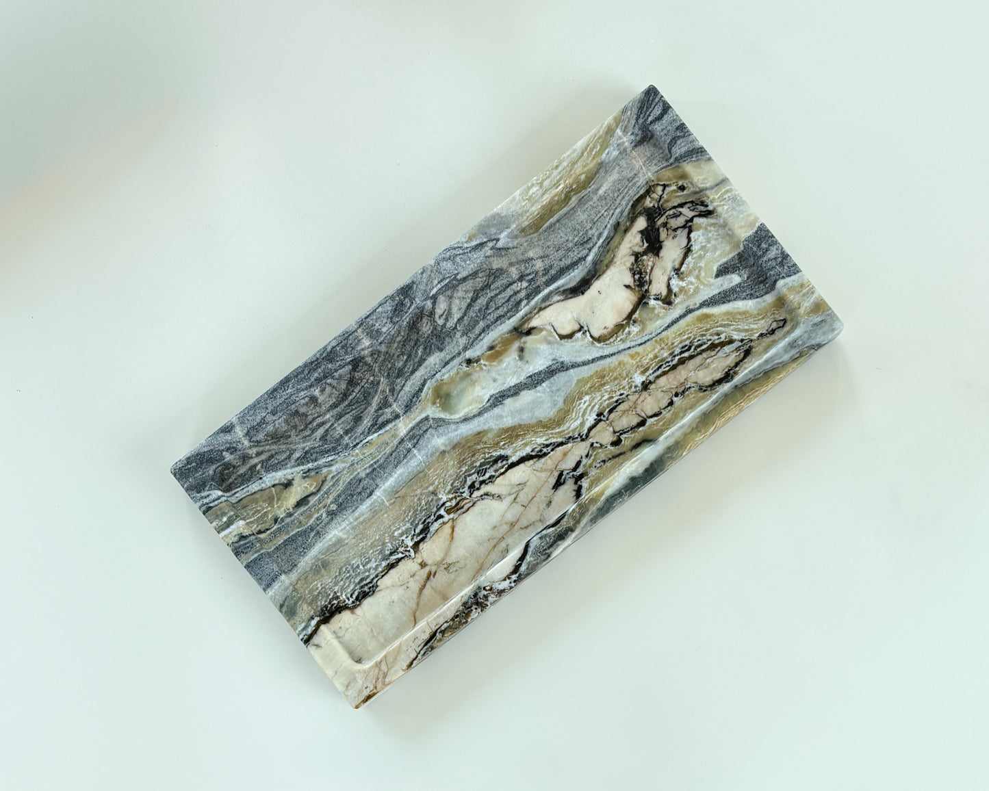 Natural marble tray for coffee table décor in modern organic homes