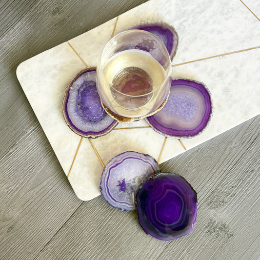 Vibrant Purple Agate Coaster Set