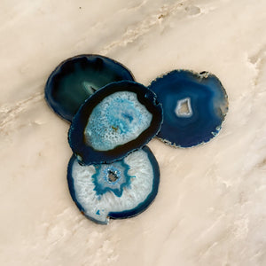 Open image in slideshow, Vibrant Teal Agate Coaster Set
