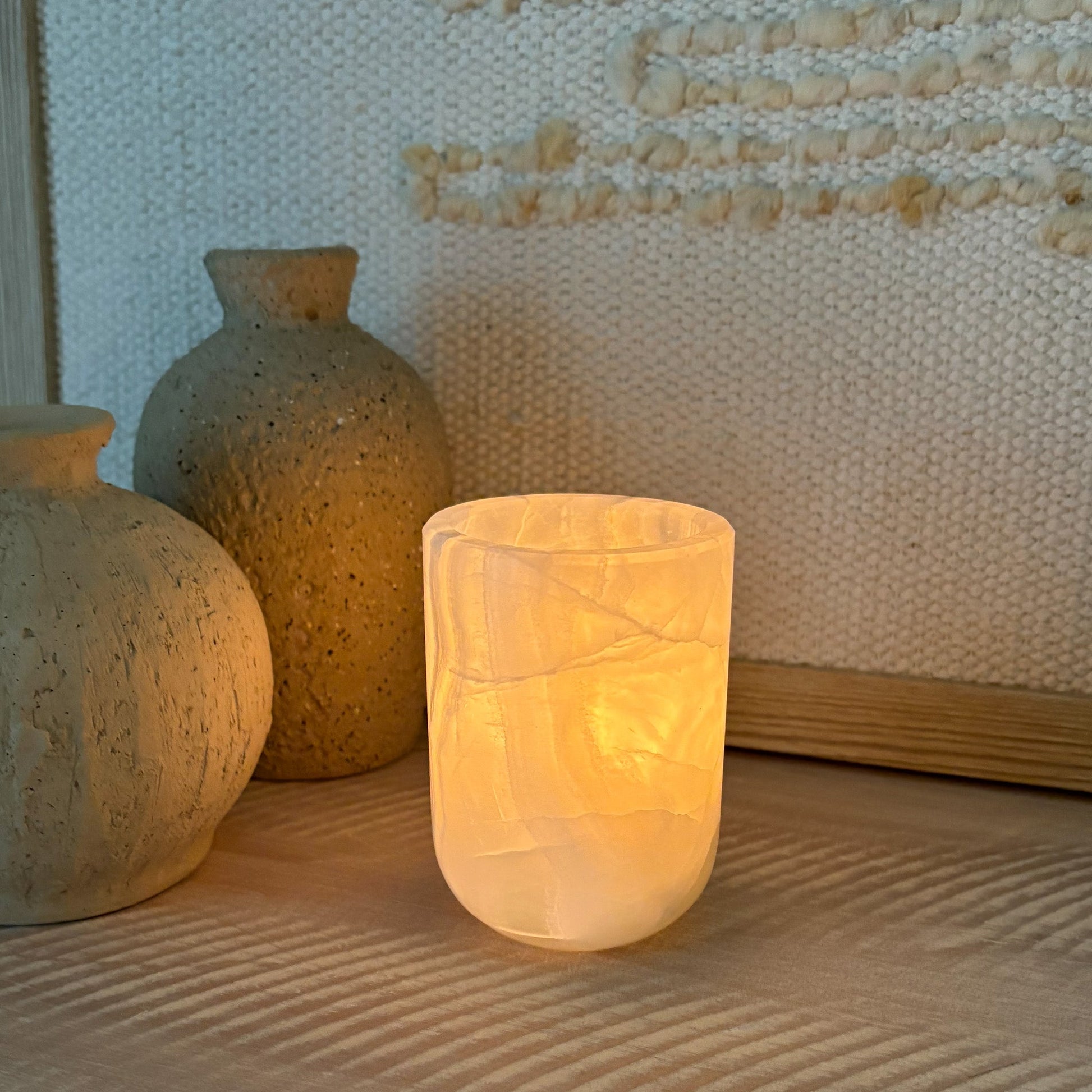 natural stone candle holder