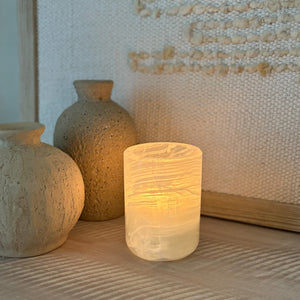 natural onyx stone candle holder