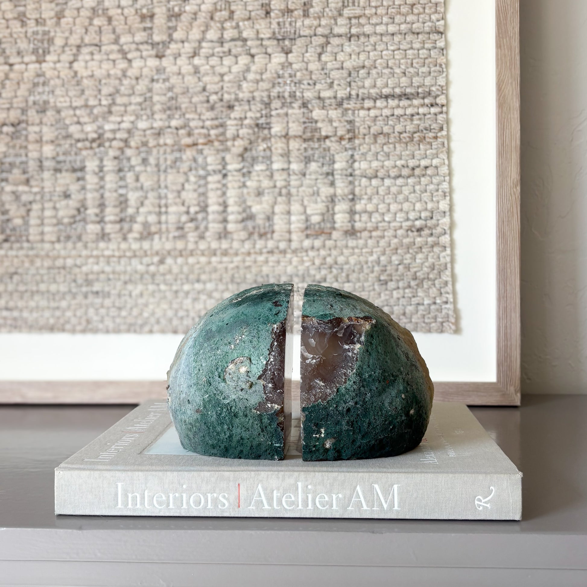 natural brazilian agate stone bookend pair