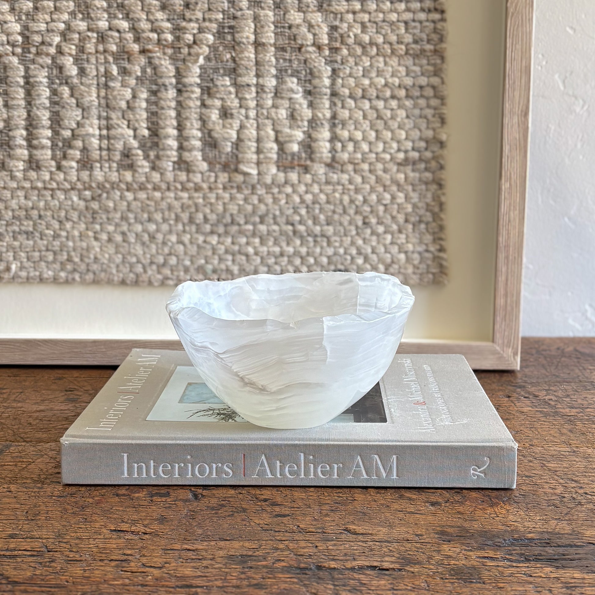 neutral home accents, neutral mexican onyx stone bowl