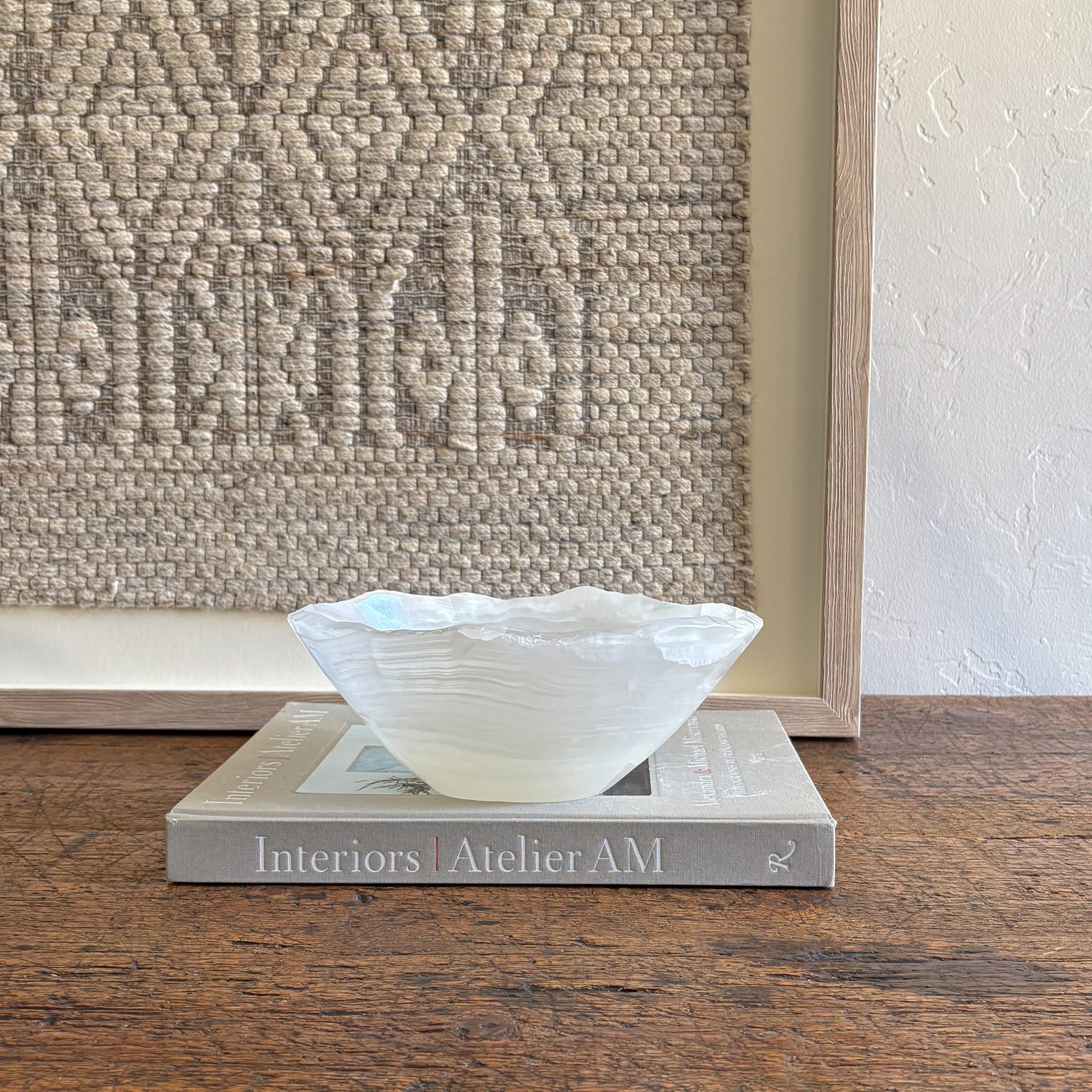 decorative natural onyx stone bowl, neutral onyx bowl