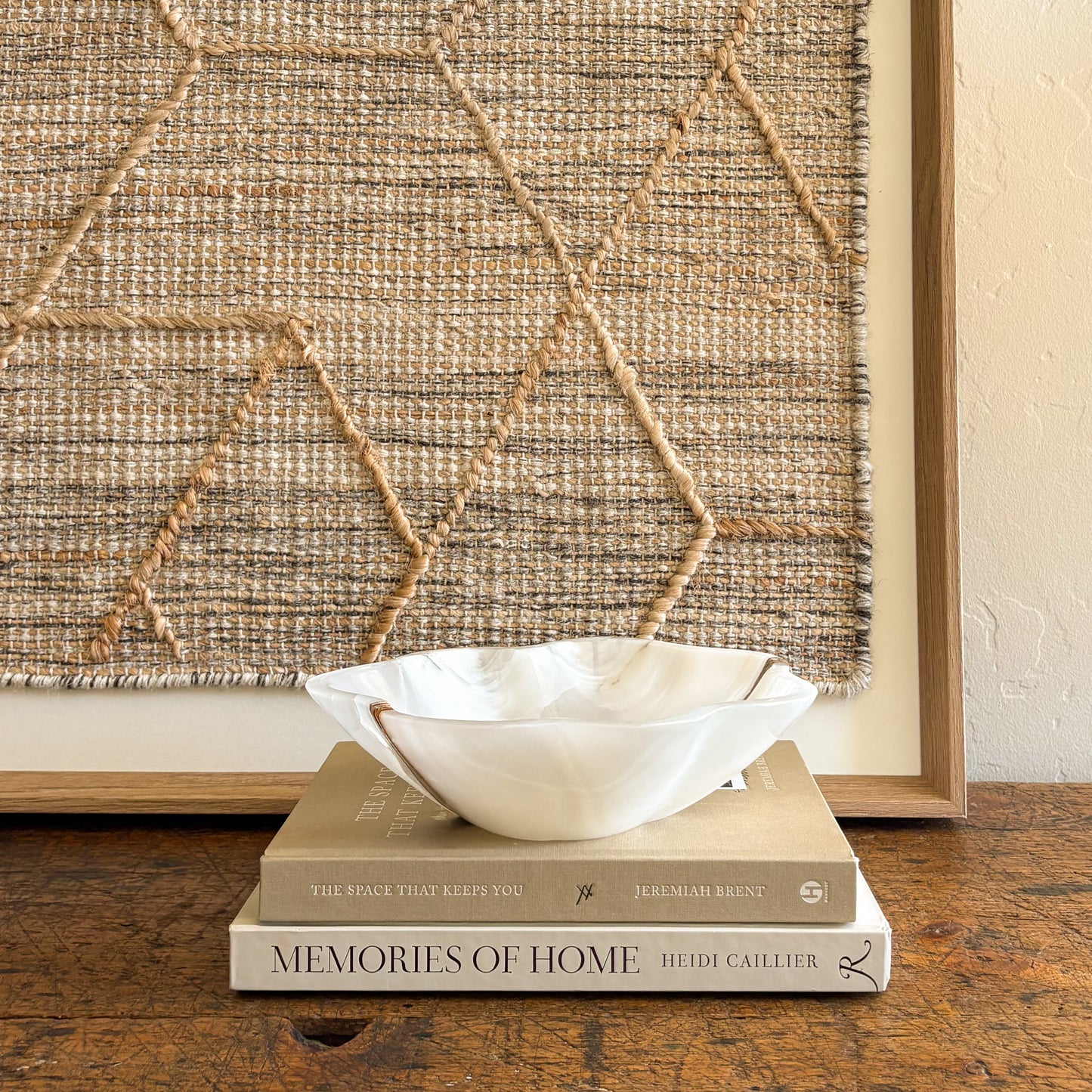 White onyx stone bowl luxury tabletop decor neutral interior