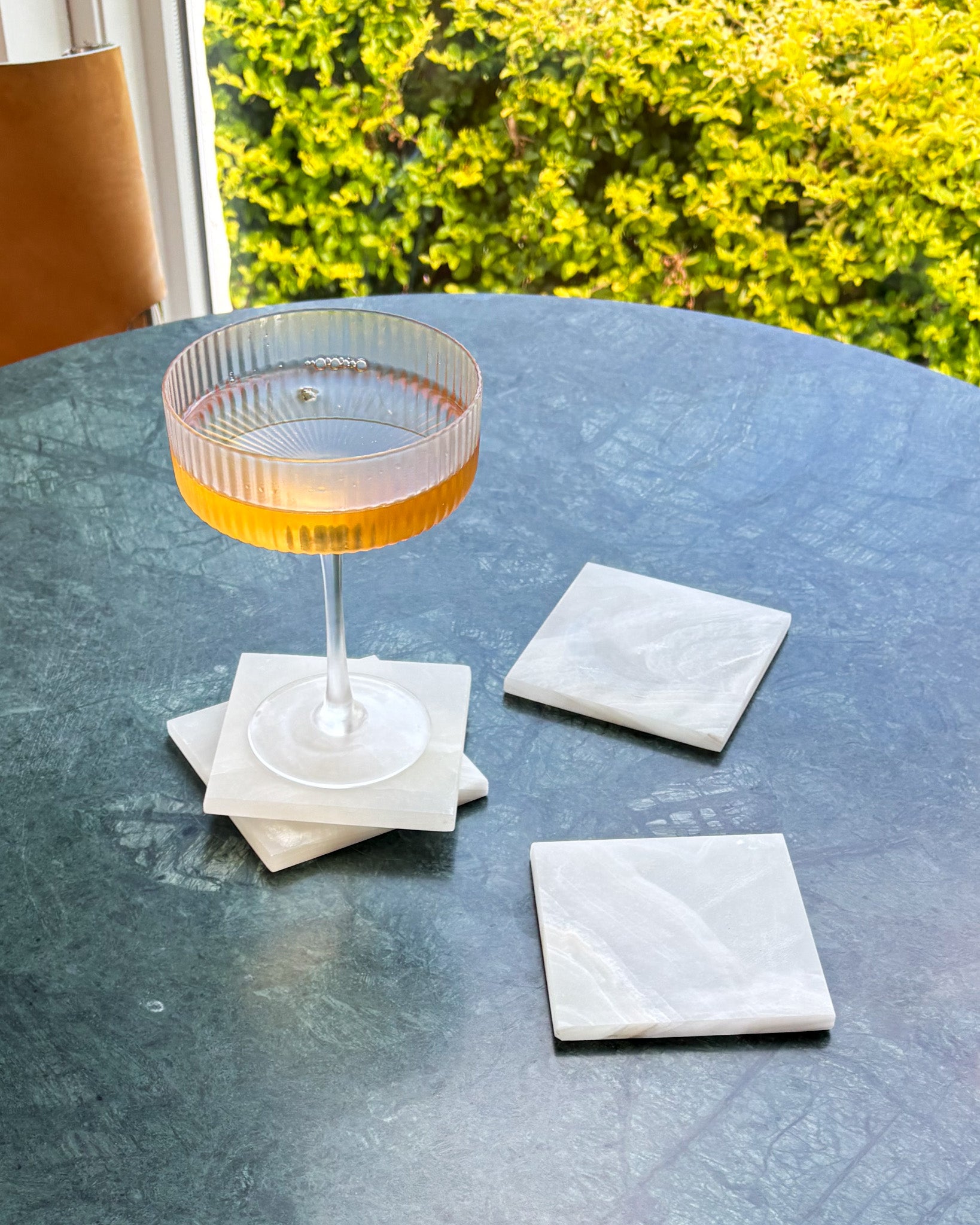Luxury white onyx coaster set crafted from genuine natural stone for elegant home décor