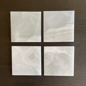 Open image in slideshow, white onyx coaster set, onyx home accents
