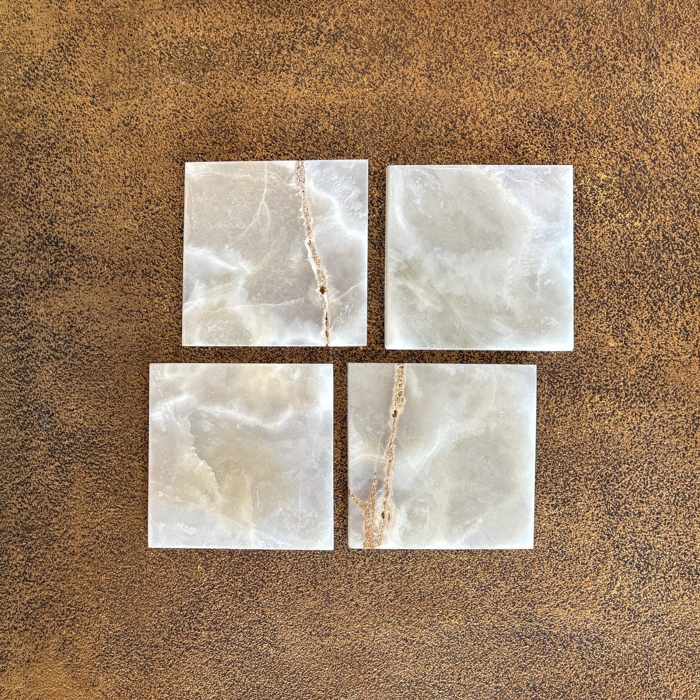 white stone coaster set