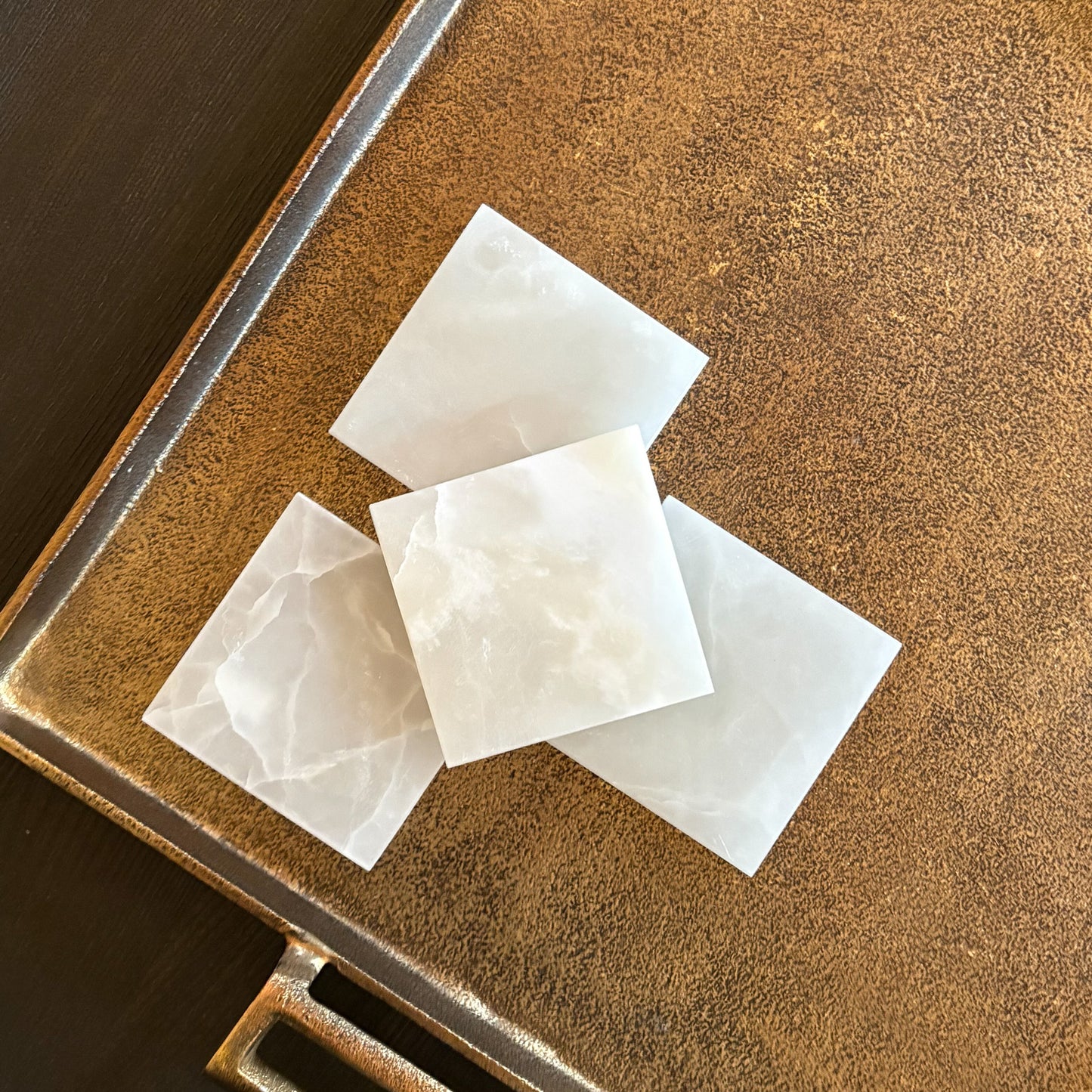 natural white stone coaster set