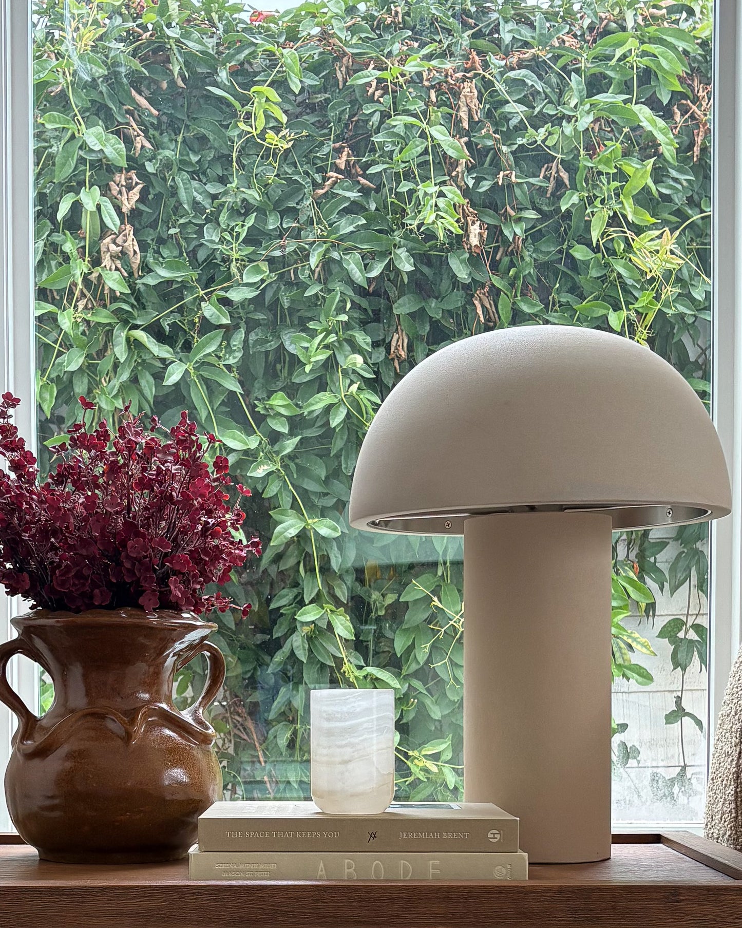 White onyx cylinder candle holder crafted from genuine natural stone