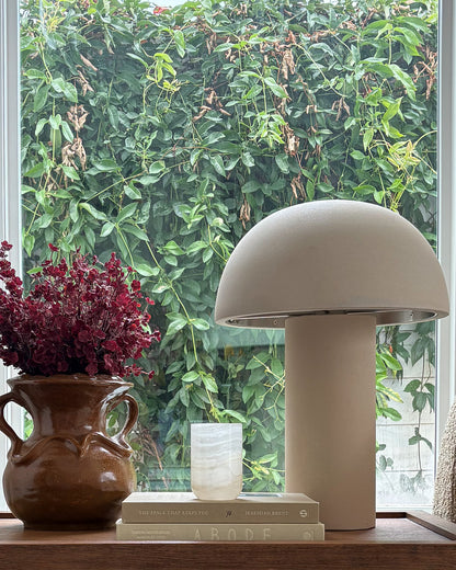 White onyx cylinder candle holder crafted from genuine natural stone