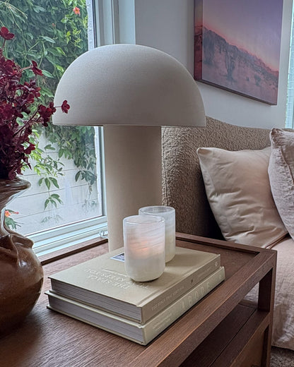 Sculptural white onyx candle holder for console table décor