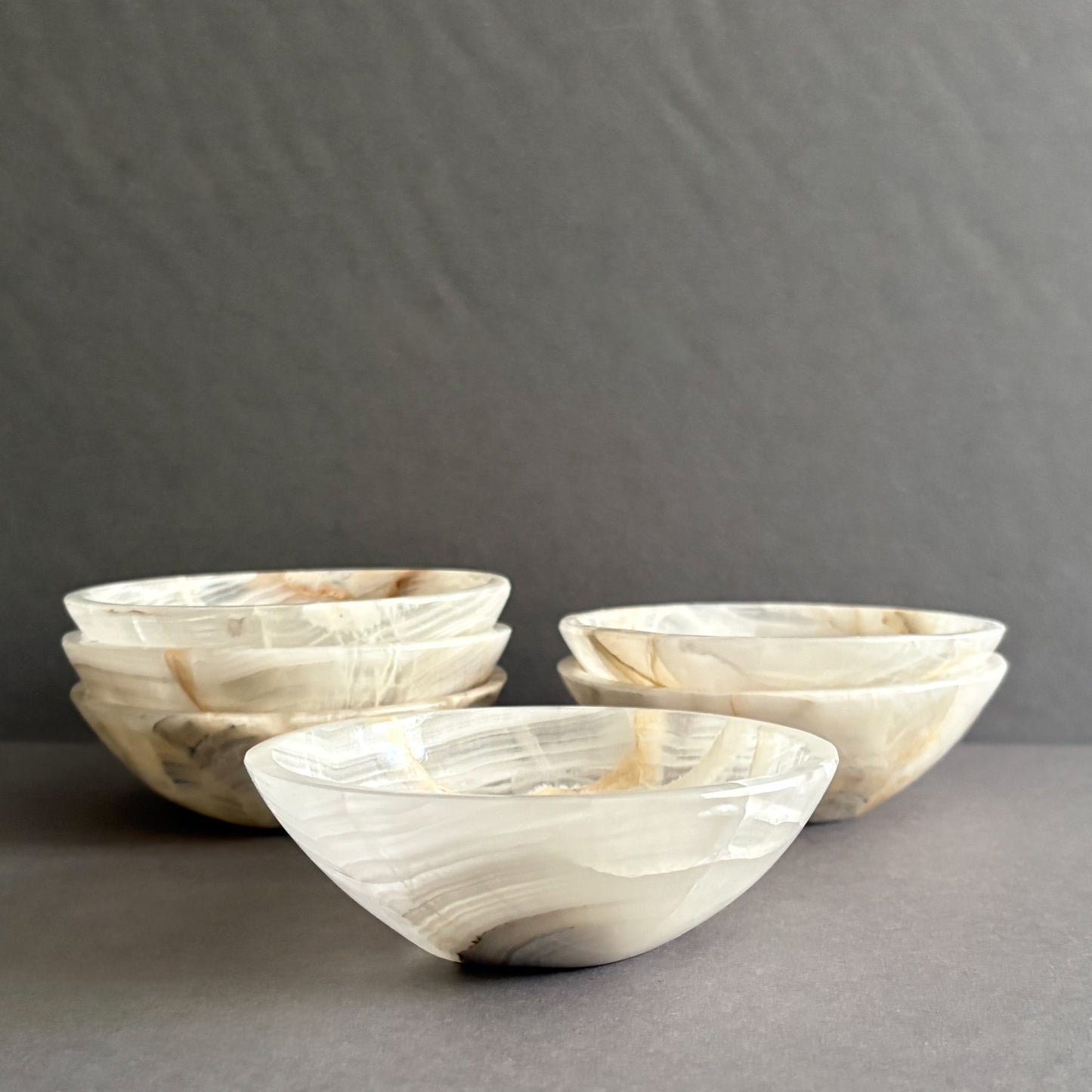 Artisan white onyx dish for earrings, rings, and everyday essentials