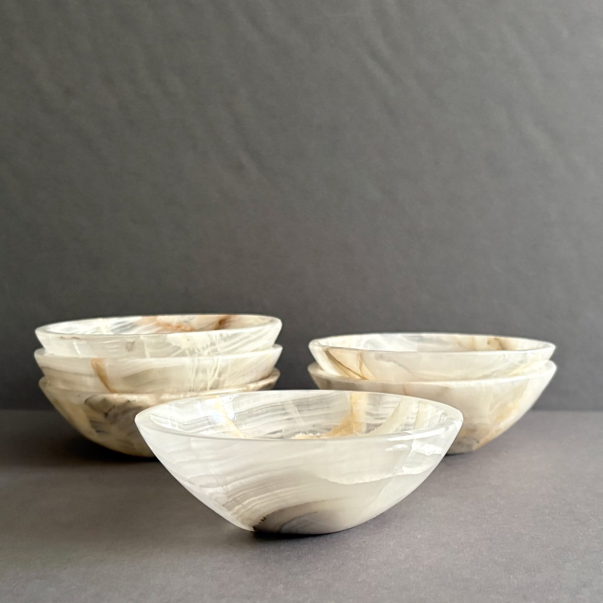 Artisan white onyx dish for earrings, rings, and everyday essentials