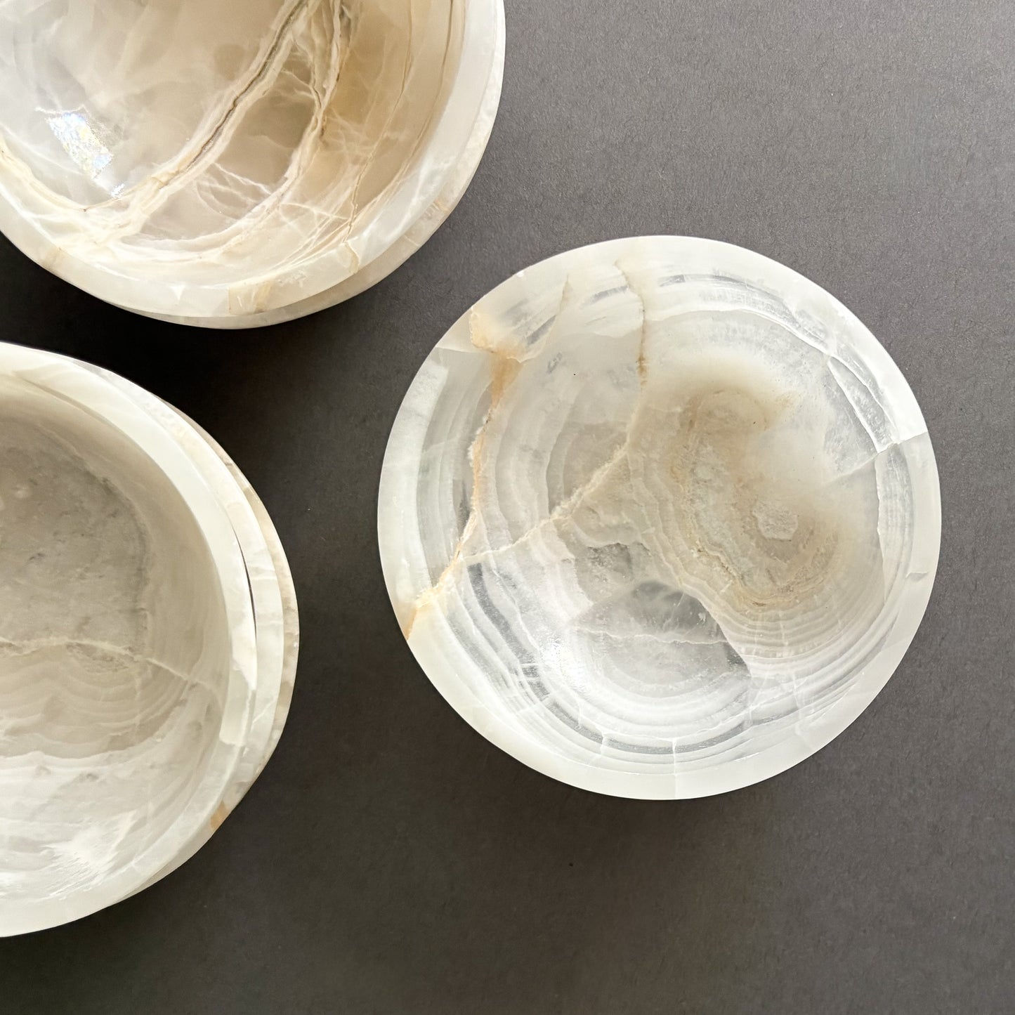 White onyx decorative bowl for vanity, nightstand, or entryway