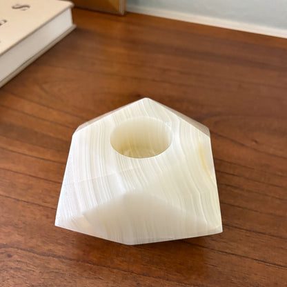 Artisan-crafted white onyx tealight holders for elegant home decoration