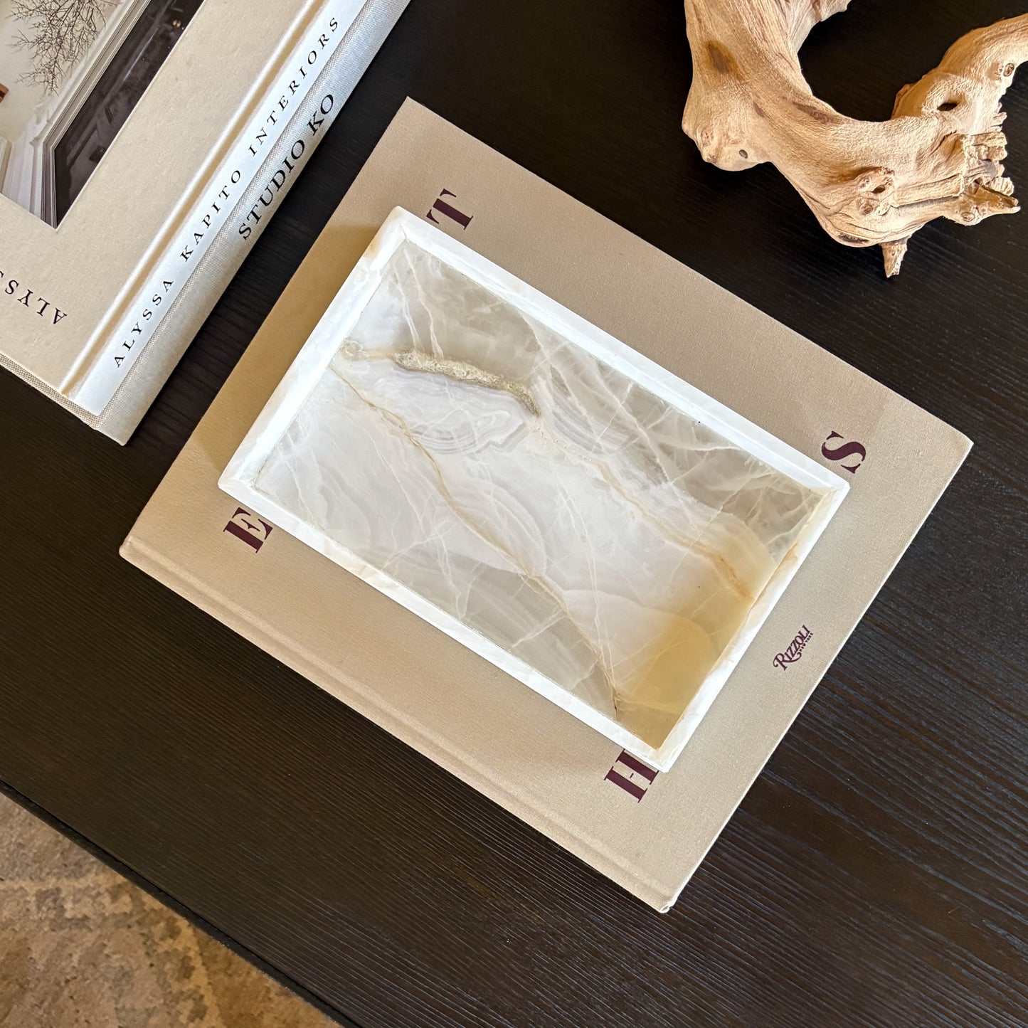 white onyx tray for coffee table decor and luxury home styling
