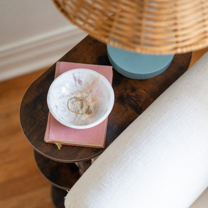 Elegant white onyx catchall bowl for bedside or vanity décor