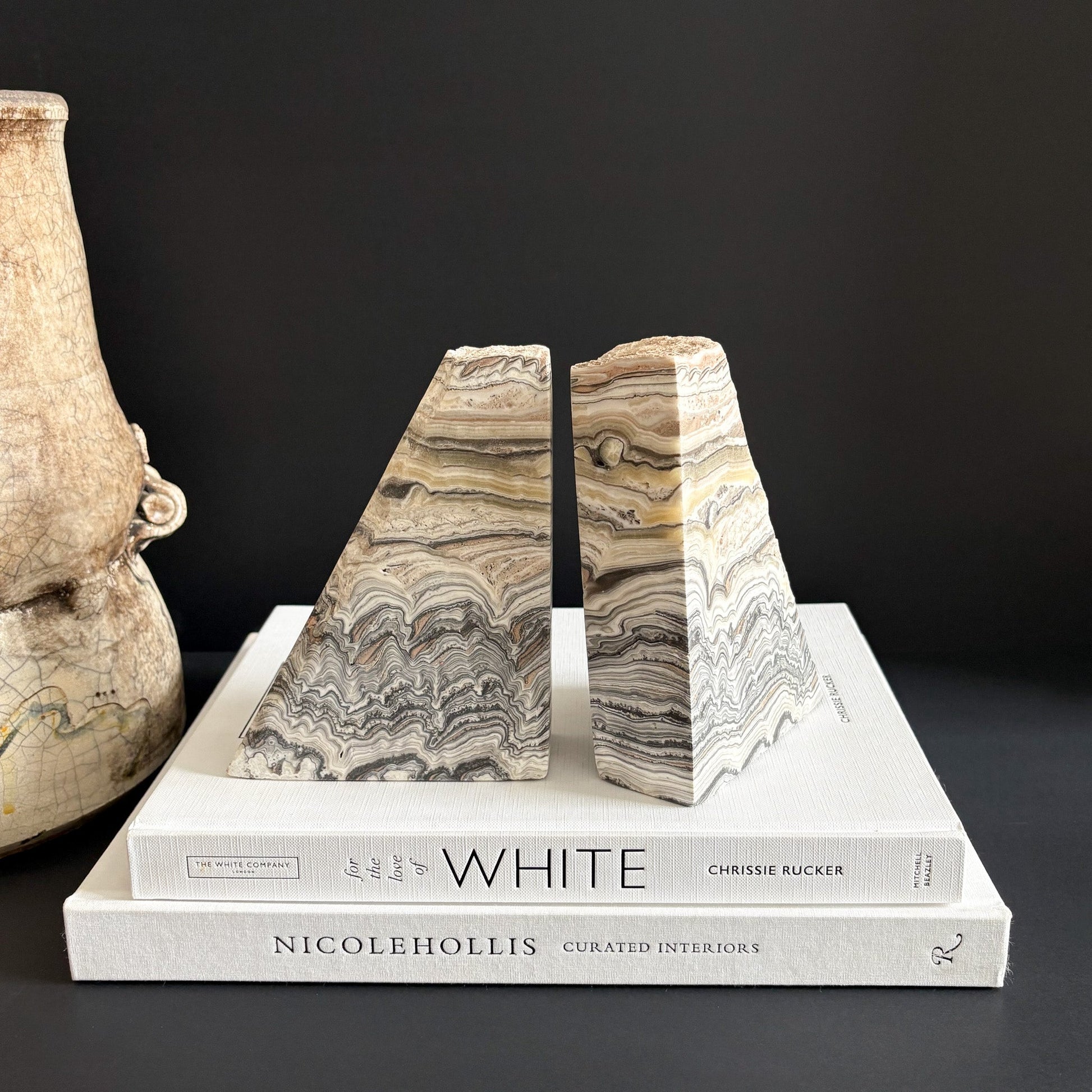 zebra onyx bookends, onyx home accents, onyx home decor