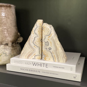 mexican zebra onyx bookend pair