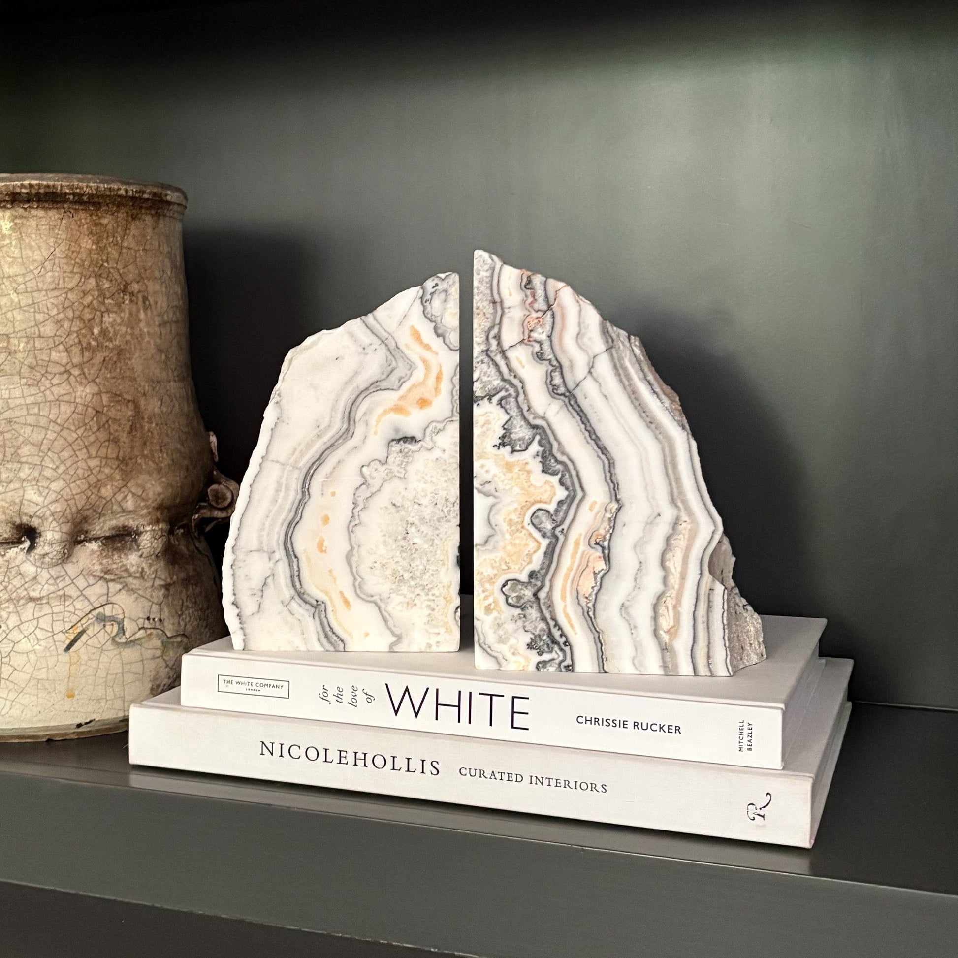 black and white onyx bookends