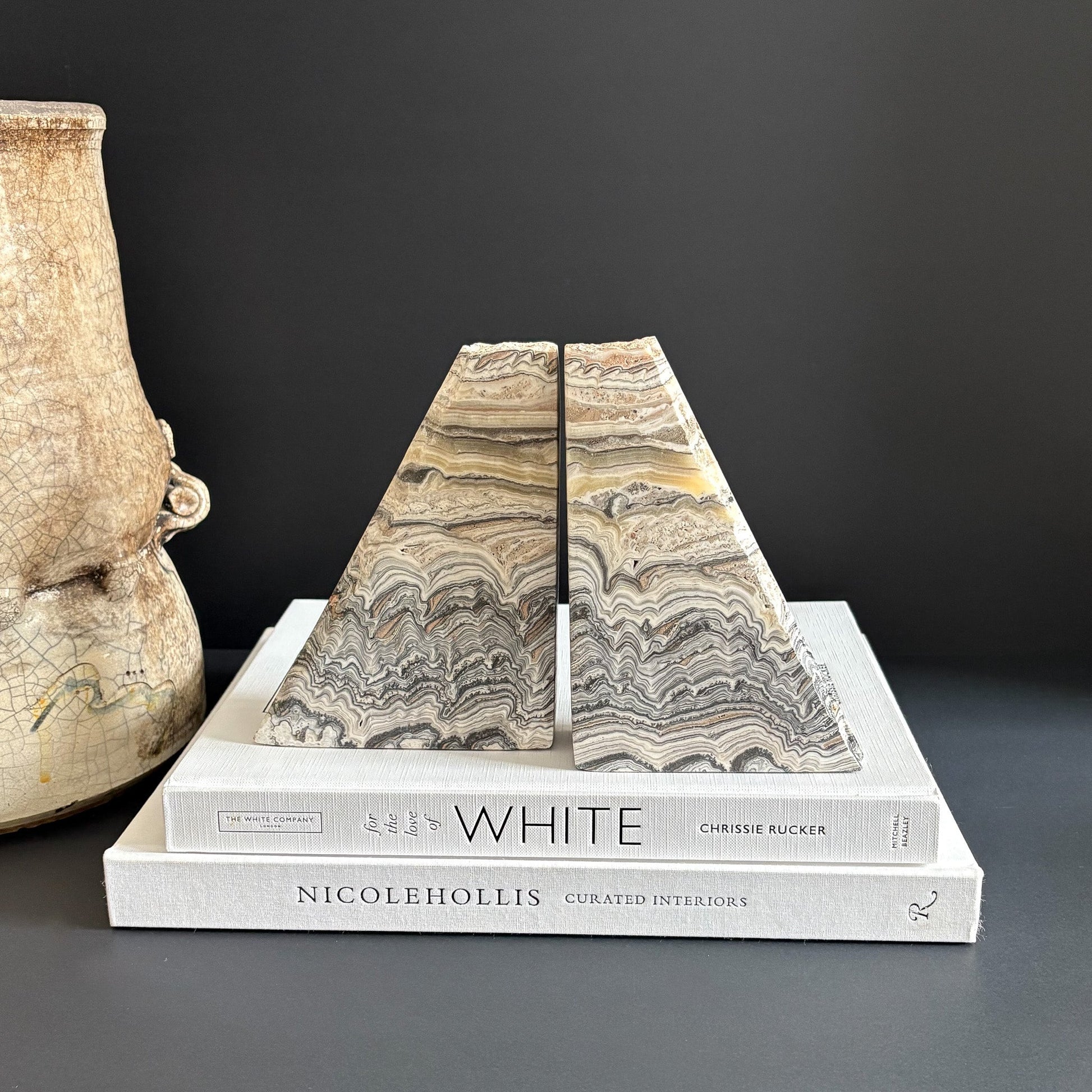 cave calcite bookends, mexican onyx bookends
