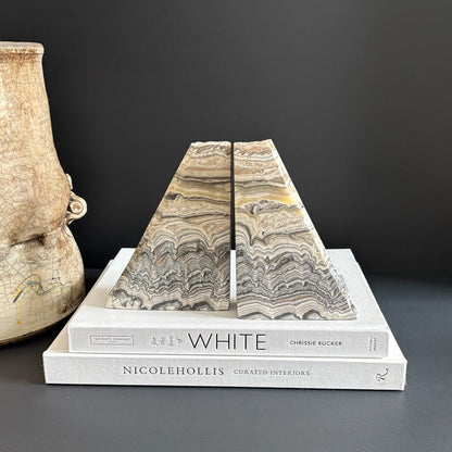 cave calcite bookends, mexican onyx bookends