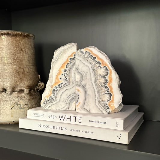 zebra onyx bookend pair