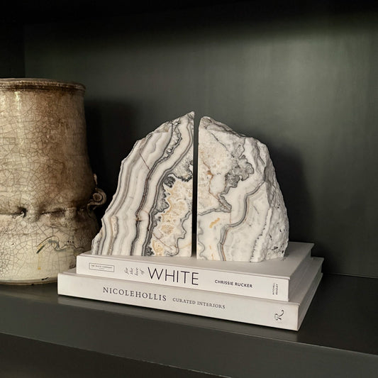 zebra onyx bookends