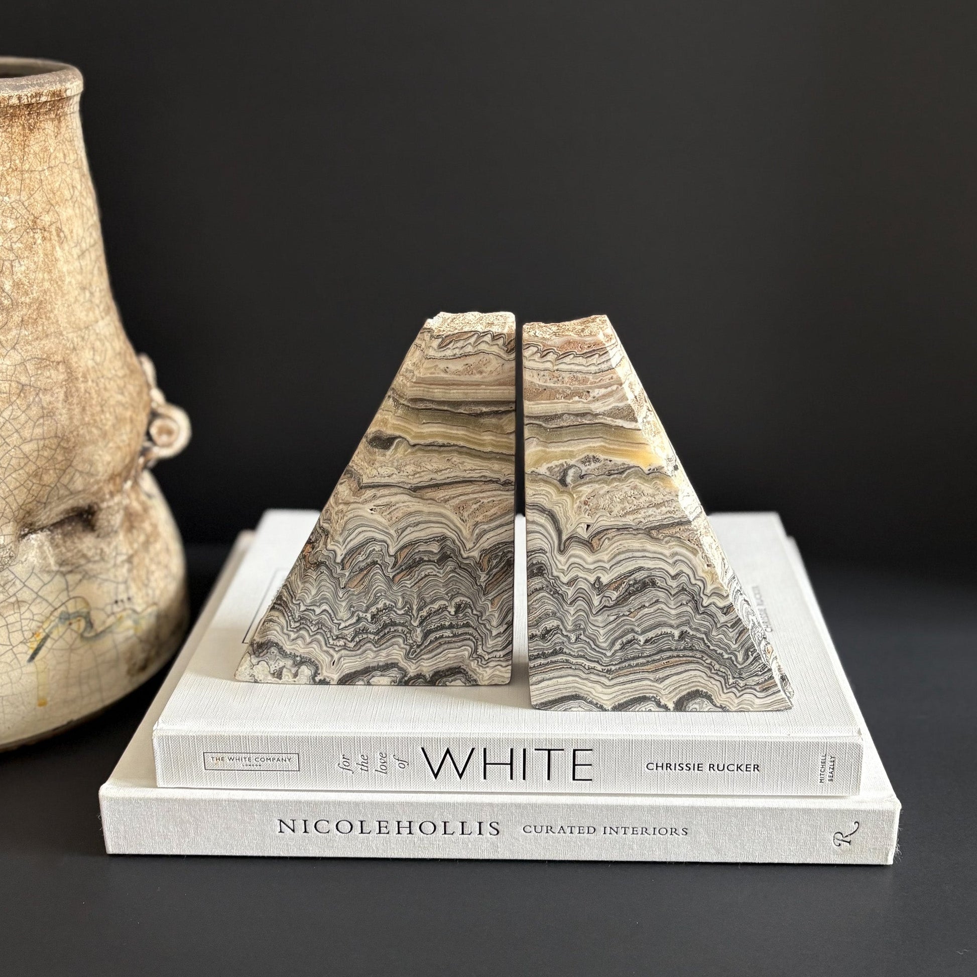 zebra onyx bookends