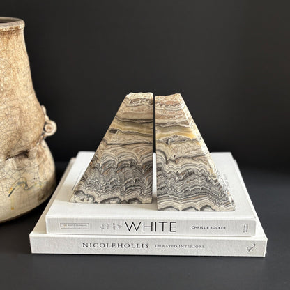zebra onyx bookends
