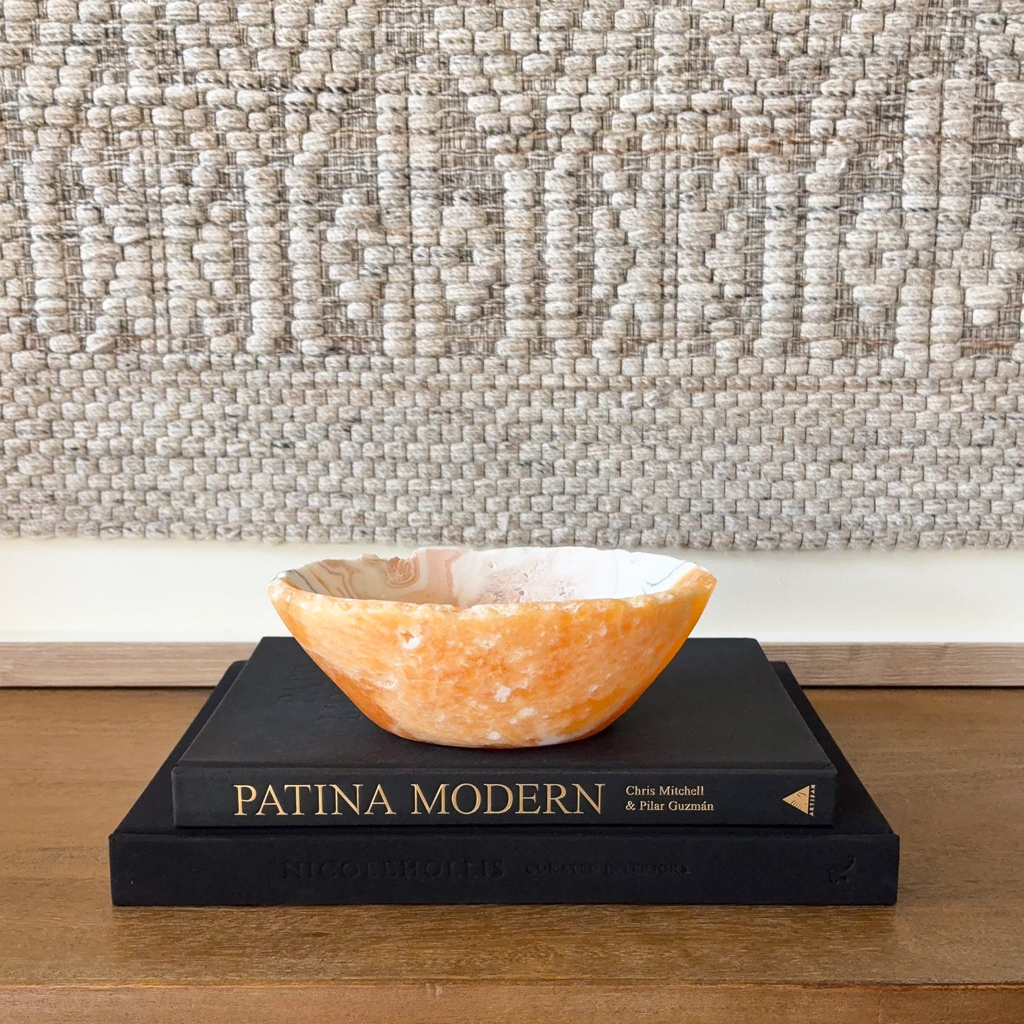 Zebra calcite crystal bowl hand carved polished gemstone dish for home decor