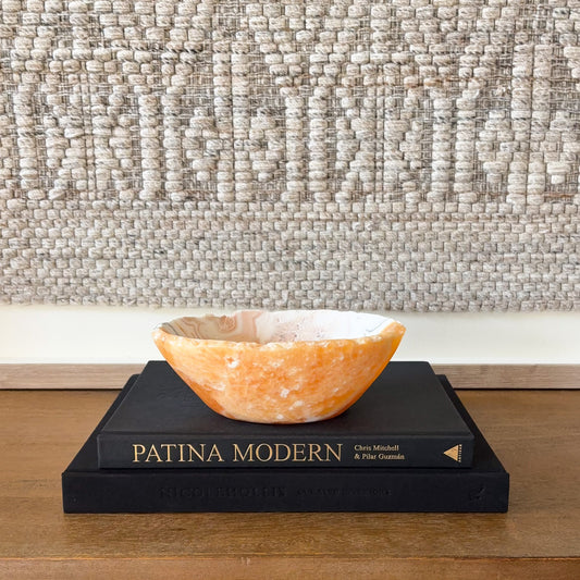 Zebra calcite crystal bowl hand carved polished gemstone dish for home decor