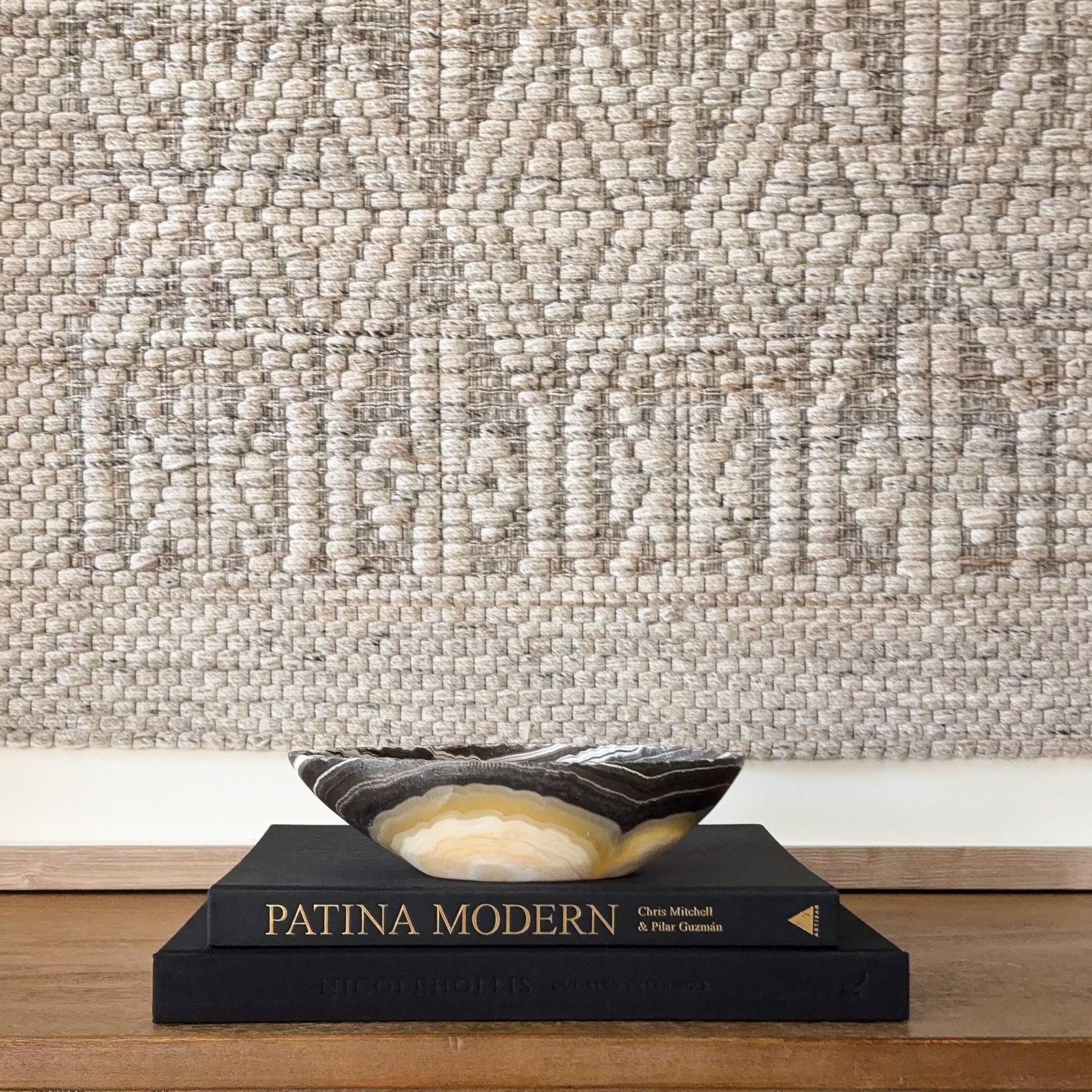 Natural zebra onyx decorative bowl with smooth hand finished surface