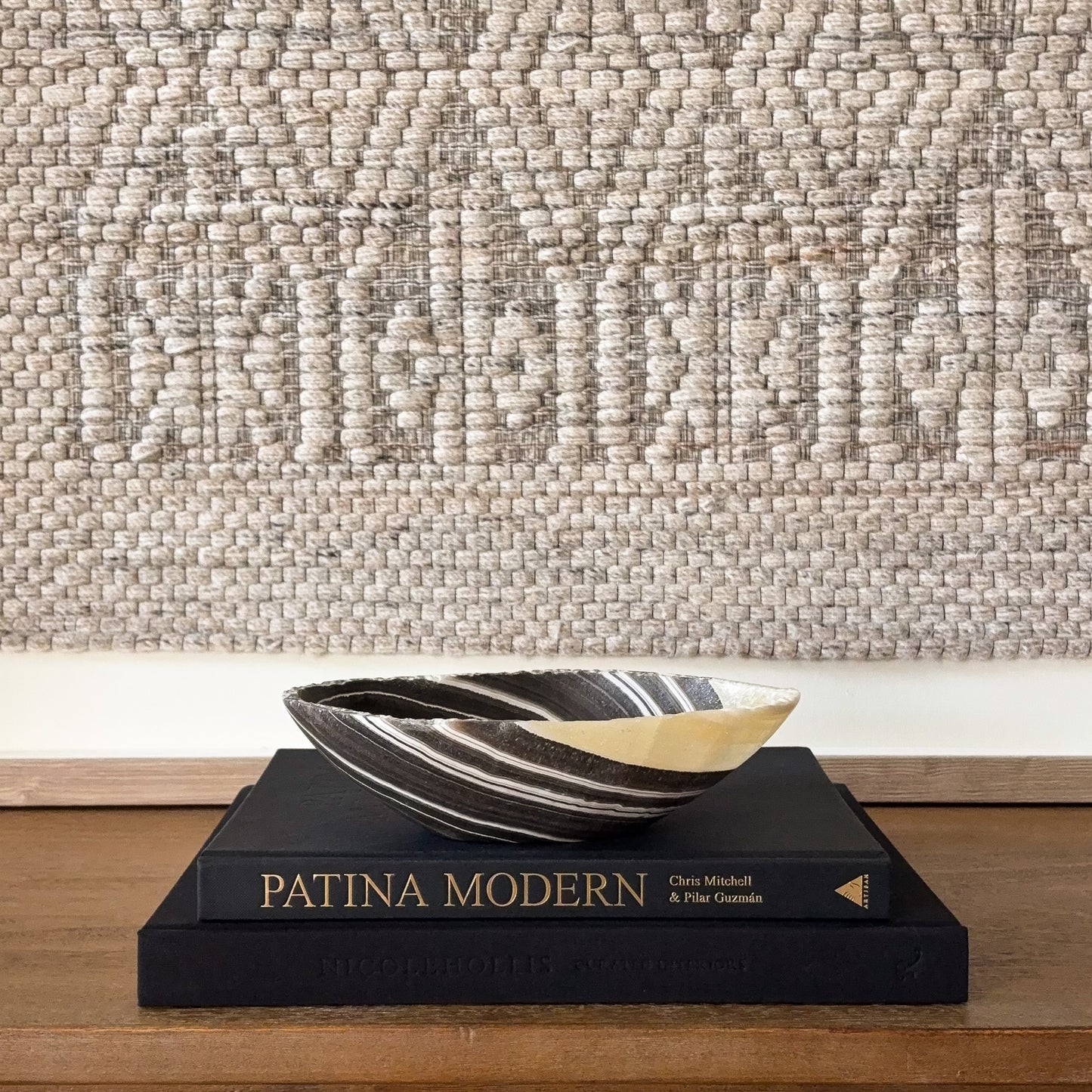 Small luxury zebra onyx bowl made from genuine striped onyx stone